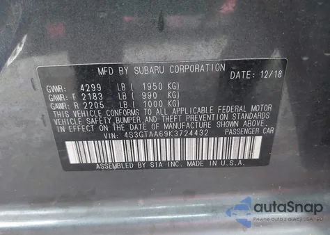 2019 Subaru Impreza 2.0I z USA, uszkodzony, nr VIN 4S3GTAA69K3724432